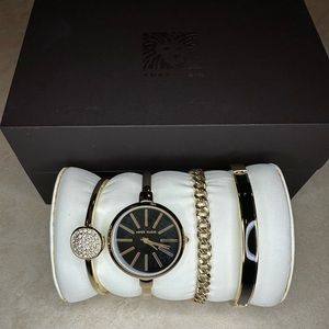 Anne Klein Gold-Tone Bangle Watch and Bracelet Set